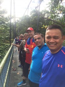 on the suspension bridge - HSBC Treetop Walk